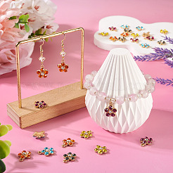 25 個 5 色合金ラインストーンペンダント  花のチャーム  ライトゴールド  ライトゴールド  14.5x12x4mm  穴：1.8mm  5個/カラー&nbsp;FIND-TA0009-29