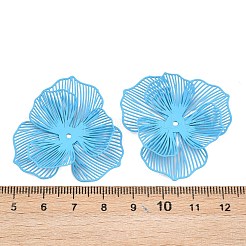 スプレー塗装された鉄ビーズキャップ  花  空色  37x39x7mm  穴：1.4mm&nbsp;IFIN-Z004-02C