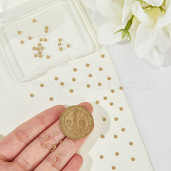 304ステンレススチールスペーサービーズ80個  花  粒状ビーズ  18KGP本金メッキ  3x1mm  穴：0.8mm&nbsp;STAS-BBC0008-27D-G