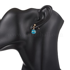 304ステンレススチール製天然養殖淡水真珠ラウンドダングルスタッドピアス3組  天然アメジストと天然アパタイト入り  ゴールドカラー  ゴールドカラー  20x10mm&nbsp;EJEW-JE06816