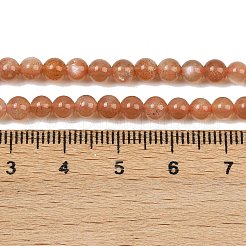 天然石サンストーンビーズ連売り  グレードA  ラウンド  チョコレート  4mm  穴：1mm  約100個/連  38のCM。&nbsp;G-G066-4mm