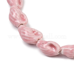 オーシャンシリーズ 手作り磁器ビーズ  巻き貝  パールピンク  15~16x9~10x6~7.5mm  穴：2mm  約25個/連  14.17''（36センチメートル）&nbsp;PORC-R002-04A-01