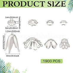 8 種類のアイロンビーズキャップ  花  プラチナ  3.5~14x0.1~8mm  穴：1~1.5mm&nbsp;IFIN-ME0001-25