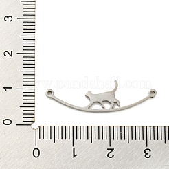 変色しない304ステンレススチールコネクタチャーム  歩く猫のリンク  ステンレス鋼色  9x30.5x1mm  穴：1mm&nbsp;STAS-Q255-02P