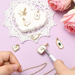 真鍮パヴェシェルチャーム 7スタイル 7個  丸カン付き  混合図形  貝殻色  17~23x11.5~15.5x1.5~4mm  穴：4~5.5x2~3.5mm  1個/スタイル&nbsp;KK-CJ0003-96