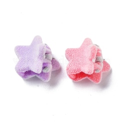 子供のヘアアクセサリー  フロッキープラスチックの爪のヘアクリップ  鉄ばね付き  スター  ミックスカラー  13x14x17mm  10個/セット&nbsp;OHAR-G012-01
