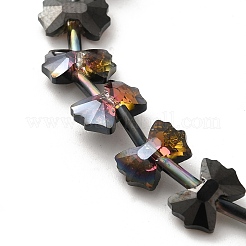電気メッキガラスビーズ  半分メッキ  多面カット  蝶結び  ブラック  10x7x3.5mm  穴：0.9mm  約49~51個/連  18.90~20.47インチ（48~52cm）&nbsp;EGLA-F163-01-HP03