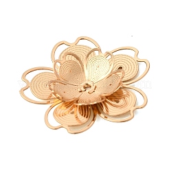 真鍮製ビーズキャップ  花  ゴールドカラー  24.5x24.5x3mm  穴：1mm&nbsp;KK-C167-03D-G