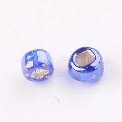 Fgb 12/0グレードAラウンドガラスシードビーズ  角穴  銀並ぶ  ABカラーメッキ  ミッドナイトブルー  2x1mm  穴：0.3x0.3mm&nbsp;SEED-Q012-F644