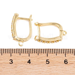 ラックメッキ真鍮キュービックジルコニアフープピアス金具  カドミウムフリー＆鉛フリー  長持ちメッキ  18KGP本金メッキ  16x4mm  穴：1.5mm  ピン：9x1mm&nbsp;KK-S374-04G-04