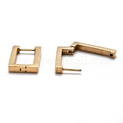 304ステンレススチール長方形ハギーフープピアス  ゴールドカラー  20x13x3mm  ピン：1mm&nbsp;STAS-H156-10A-G
