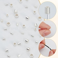 100個、4つのスタイル、925つのスターリングシルバーチューブビーズ  コラム  銀  2x1.2~2.5mm  穴：0.8~1.6mm  25個/スタイル&nbsp;STER-AR0001-06