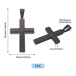 1個のブラシ仕上げ304ステンレススチールペンダント  クロス  ブラック  38.5x26x3mm  穴：8x5mm&nbsp;STAS-TADJ0001-07EB