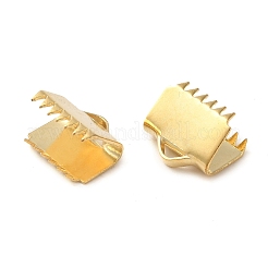 304ステンレススチールリボンクランプエンド  ゴールドカラー  10x11mm  穴：2x4mm&nbsp;STAS-J011-08G