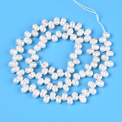 天然養殖淡水パールビーズ連売り  ライス  トップ掘削  乳白色  5~7.5x3.5~4.5mm  穴：0.3~0.5mm  約94~100個/連  14.17~14.57''（36~37センチメートル）&nbsp;PEAR-T006-20