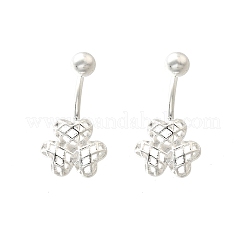 S999 ファインシルバースタッドピアス  クローバー  銀  7x8mm&nbsp;EJEW-A127-01S