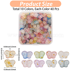400色グラデーションカラー透明アクリルビーズ10個  金色の箔付き  蝶  ミックスカラー  7.5x10x3.5mm  穴：1.5mm  40個/カラー&nbsp;OACR-PA0001-36