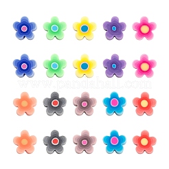 300 個 10 色手作りの花の印刷ポリマー粘土ビーズ  DIYのジュエリーには  ミックスカラー  9.6x4mm  穴：1.4mm  10色  30個/カラー&nbsp;CLAY-LS0001-08