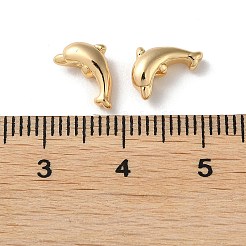 ラックメッキ真鍮製ビーズ  カドミウムフリー＆ニッケルフリー＆鉛フリー  イルカ  18KGP本金メッキ  8.5x9x4mm  穴：1.2mm&nbsp;KK-M264-06G