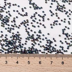 MIYUKIラウンドロカイユビーズ  日本製シードビーズ  （rr401fr）マットブラックab  15/0  1.5mm  穴：0.7mm  約5555PCS /ボトル  10 G /ボトル&nbsp;SEED-JP0010-RR0401FR