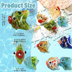 6個6色手作りランプワークビーズ  魚  ミックスカラー  14.5~19x17~21.5x9~10mm  穴：1.2~1.4mm  1pc /カラー&nbsp;LAMP-YW0004-24