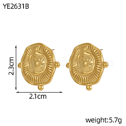 楕円形 304 ステンレススチール スタッド イヤリング  イオンプレーティング（ip）  18KGP本金メッキ  23x21mm&nbsp;STAS-A26-02-02