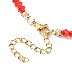 304ステンレススチールエナメルハートペンダントネックレス、ガラスビーズチェーン付き  ミックスカラー  16.77インチ（42.6cm）&nbsp;NJEW-JN04465