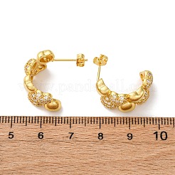真鍮マイクロペーブクリアキュービックジルコニアスタッドピアス  ハート  カドミウムフリー＆鉛フリー  ラックめっき  長持ちメッキ  ゴールドカラー  19x25x10.5mm&nbsp;EJEW-D322-07G-02