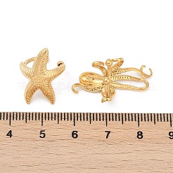304ステンレススチールカフイヤリング  ヒトデとタコ  左右  18KGP本金メッキ  20x14.5mm&nbsp;EJEW-D306-03G
