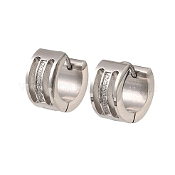 304ステンレススチール製キュービックジルコニアフープピアス（女性用）  ステンレス鋼色  13.5x7mm&nbsp;SA-CBAF36C-02A-P