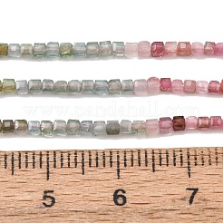 天然のマルチカラートルマリンビーズ連売り  ファセットテーブルカットキューブビーズ  2x2x2mm  穴：0.4mm  約216個/連  15.35''（39cm）〜15.51''（39.4cm）&nbsp;G-D110-B02-02