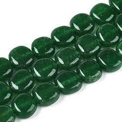 天然石ホワイトジェイドビーズ連売り  正方形  染め  グリーン  9~12x9~12x5~8mm  穴：1~1.2mm  約33~37個/連  14.96~15.16インチ（38~38.5cm）&nbsp;G-N354-01A-06