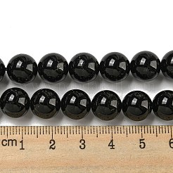 天然石ブラックトルマリンビーズ連売り  グレードAB +  ラウンド  10mm  穴：1mm  約37~38個/連  15.2インチ（38.3cm）&nbsp;G-G763-01-10mm-AB