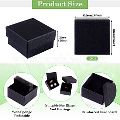 段ボール製ジュエリーギフトボックス  リング用  ピアスとペンダント  正方形  ブラック  5.3x5.25x3.2cm&nbsp;CON-TAC0014-10B