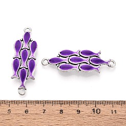 合金エナメルコネクタチャーム  魚群リンク  アンティークシルバー  暗い蘭  44.5x14.5x5mm  穴：2.2mm&nbsp;TIBE-N016-09AS-03
