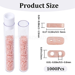 200 穴ガラスシードビーズ 2 個  不透明な色の虹  長方形  ライトコーラル  4.5~5x2x1~1.5mm  穴：0.5~0.8mm&nbsp;SEED-CN0001-20