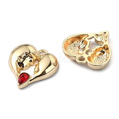 ラックメッキ合金ラインストーンペンダント  ニッケルフリー  ハートウィングチャーム  ミックスカラー  19x17x4mm  穴：1.6mm&nbsp;PALLOY-F308-14G