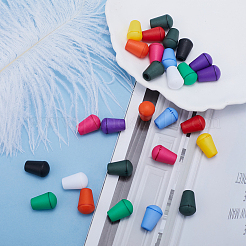100個 10色プラスチック製取り外し可能なベルストッパーコードエンド  ロッキングリッドキャップ付き  バックパックドローストリングアクセサリー用  ミックスカラー  18x12mm  穴：4.5mm  10個/カラー&nbsp;KY-GF0001-43