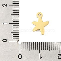 304ステンレススチールチャーム  ヒトデチャーム  ゴールドカラー  12.5x9x2mm  穴：1.5mm&nbsp;STAS-U023-12G