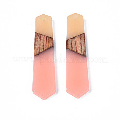樹脂＆ウォールナットウッドペンダント  矢印  ライトコーラル  49x12x3.5mm  穴：1.6mm&nbsp;LS-RESI-N025-020-B01