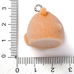 フロッキー動物樹脂ペンダント  プラチナ鉄ループ付き  サル  25x20.5x23mm  穴：2.5mm&nbsp;FIND-S001-05I