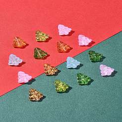 染色・加熱ガラスビーズ40個  金箔  バブル効果  クリスマスツリー  ミックスカラー  16x15x5.5mm  穴：0.8mm&nbsp;GLAA-FS0001-88A