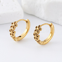 女性用304ステンレスフープピアス  花  ゴールドカラー  15mm&nbsp;AE2924
