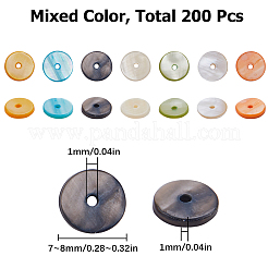 淡水貝ビーズ200個  染め  ディスク/フラットラウンド  ヒシビーズ  ミックスカラー  7~8mm  穴：1mm&nbsp;BSHE-SC0001-11
