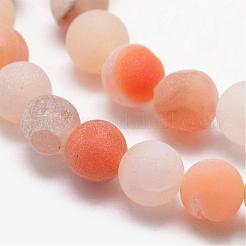 天然石ドゥルージージオードアゲートビーズ連売り  艶消し  ラウンド  染め＆加熱  グレードA  桃パフ  8mm  穴：1mm  約47個/連  15インチ&nbsp;G-K166-09-8mm-02