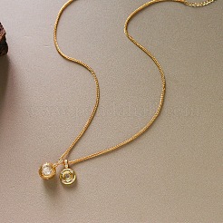 真鍮製パヴェクリアキュービックジルコニアダブルラウンドボールペンダントネックレス（女性用）  ゴールドカラー  17.72インチ（45cm）&nbsp;WG4A742-01