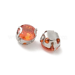 丸型ステンレススチール製プロングセッティング  キュービックジルコニアファセット付き  ダークオレンジ  4x3mm  穴：1mm  約300個/セット&nbsp;STAS-M104-01G