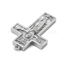 304ステンレスペンダント  イエスのチャームと十字架  変色防止  ステンレス鋼色  38x25.5x5.5mm  穴：1.8mm&nbsp;STAS-Z121-42A-P
