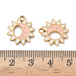 304ステンレスペンダント  太陽と月のチャーム  エナメル  イオンプレーティング（ip）  18KGP本金メッキ  16x15x2mm  穴：1.6mm&nbsp;STAS-D208-03G