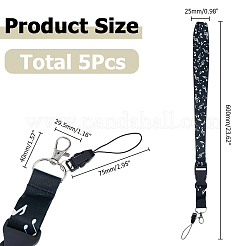 ポリエステル製携帯ストラップ4個  プラスチックや合金回転式ナスカン付き  プラチナ  音符  600mm&nbsp;HJEW-HS0001-07A
